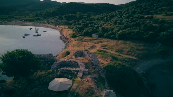 Man on Castle Ruins