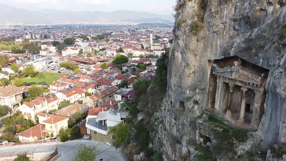 Historical Lycian tombs in Fethiye, Turkey