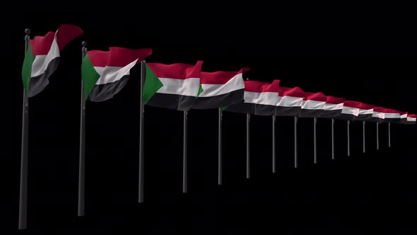 Row Of Sudan Flags With Alpha 4K
