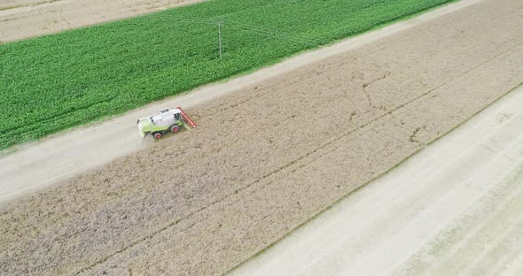 Agriculture Harvester Harvesting Field Aerial View