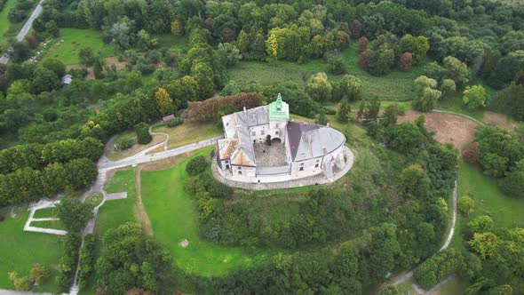 Aerial View of the Ancient Olesko Castle Near Lviv Ukraine