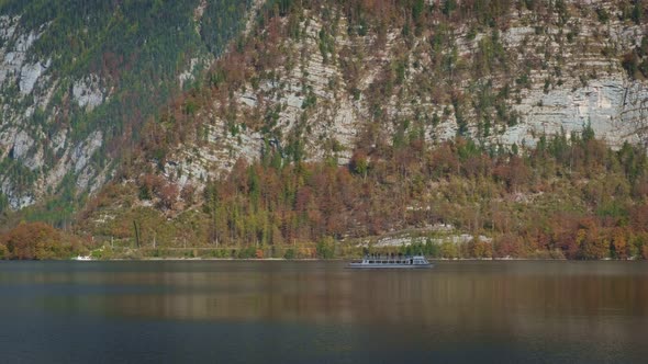 Famous Tourist Destination Serene Town Hallstatt in Mountains Alps in October. View of Schloss Grub