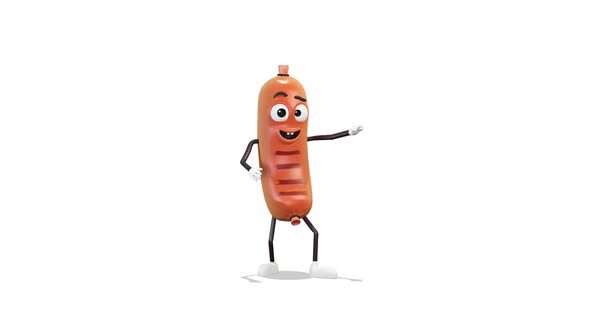 Sausage Dancing A Saturday Night Dance on White Background