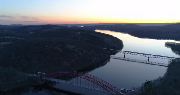 Aerial of Bridges Over the New Croton Reservoir in Westchester