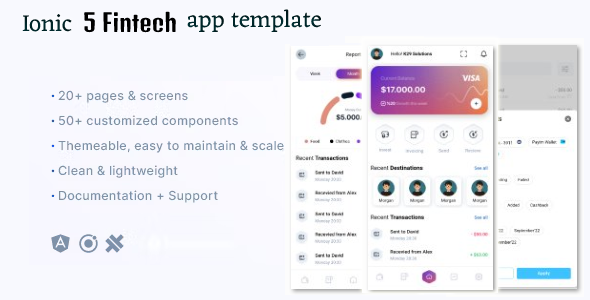 Ionic 5 fintech app template