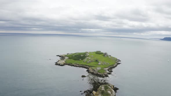 Aerial capture of The Dalkey Island during a cloudy day.