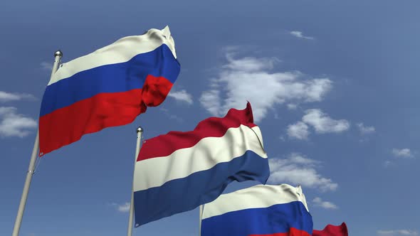 Flags of the Netherlands and Russia