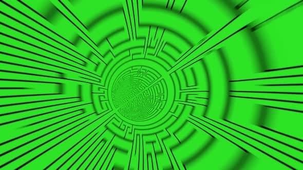 Abstract flying in futuristic green tunnel