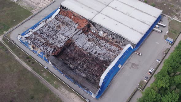 War in Ukraine  Destroyed Warehouse in Bucha