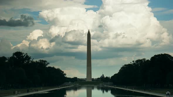 time lapse of clouds building behind the washington monument alt