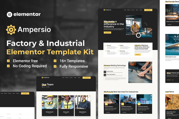 Ampersio - Factory & Industrial Elementor Template Kit