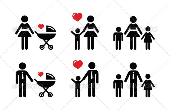 Single Parent Sign - Family Icons