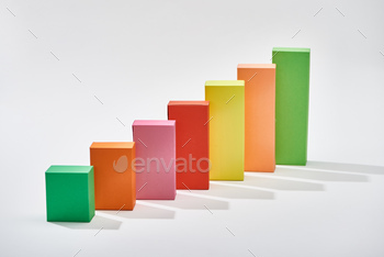 color blocks of analytical chart with shadow on white background