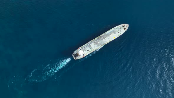 Gas tanker at sea aerial view 4 K Turkey Alanya