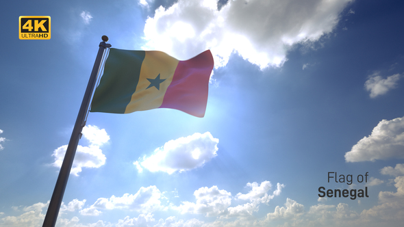 Senegal Flag on a Flagpole V4 - 4K