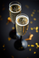 Two glasses full of sparkling champagne wine with golden decoration - PhotoDune Item for Sale