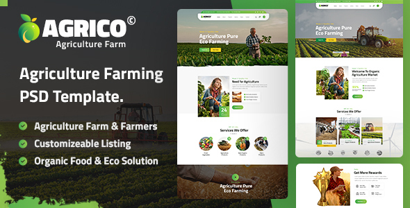 Agrico - Agriculture Farm PSD Template