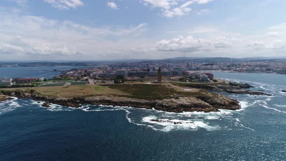 Aerial Drone Footage of Coruna Spain