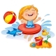 Funny Little Girl Swims in a Sea in an Red Life - GraphicRiver Item for Sale