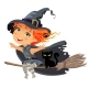 Happy Halloween Little Witch Flying on a Broom - GraphicRiver Item for Sale
