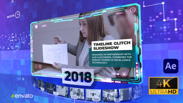 Corporate Timeline Glitch Slideshow 4k