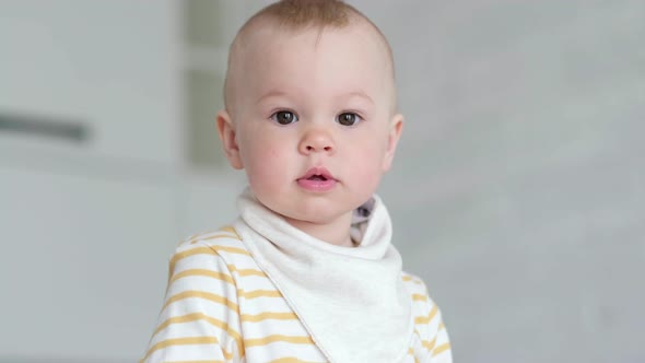 Portrait of Curious Child at Home