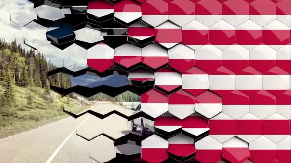 Liberia Flag Hexagon Transition - 4K Resolution alt