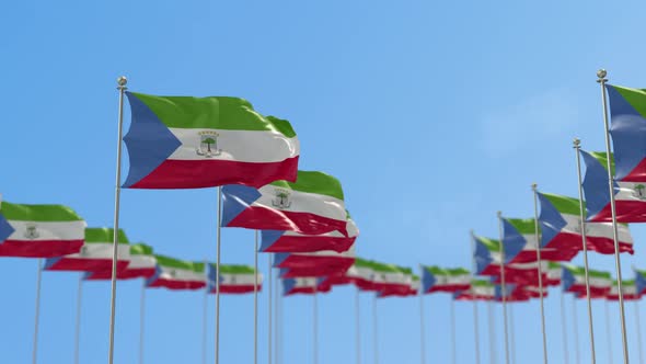 Equatorial Guinea Row Of Flags 3D Animation