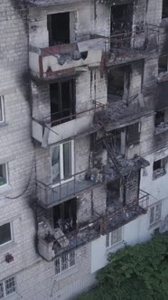 Vertical Video of a Makariv Ukraine a Building Destroyed By the War