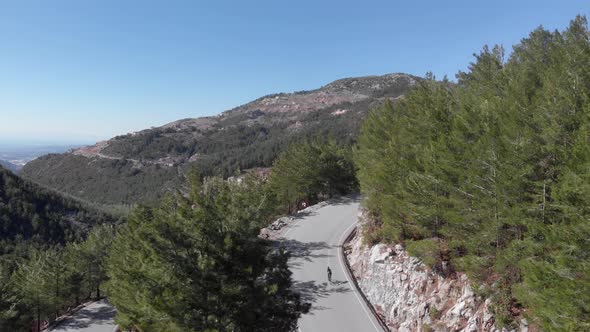 Cycling road bike in mountains