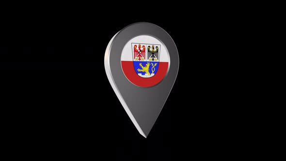 3d Animation Map Navigation Pointer With Flag Of Erlangen (Germany) With Alpha Channel - 2K