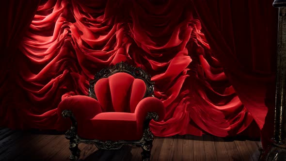 Luxurious Theater Curtain Stage with Chair alt