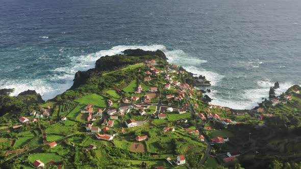 Charming Village on a Downhill Surrounded with the Mountain Plateau