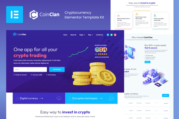 CoinClan - Cryptocurrency Elementor Template Kit