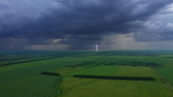 Aerial View Of The Thundercloud Above The Field