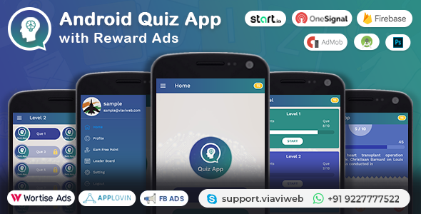 Android Quiz App with Reward Ads (Quiz, Lucky Wheel, Earn Point, LeaderBoard, Lucky Spin)