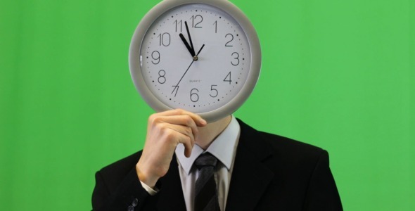 Business Man With Clock In Front Of His Face - 1