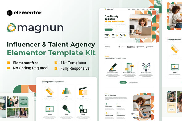 Magnun - Influencer & Talent Agency Elementor Template Kit