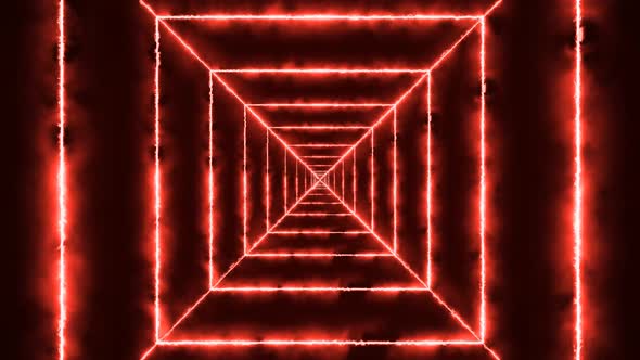 Red Color Fire Square Tunnel Animated Background