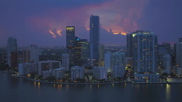 Storm Behind The City Aerial Drone Video Miami