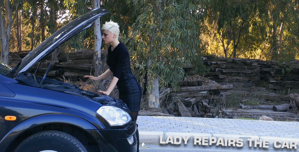 Lady Repairs the Car