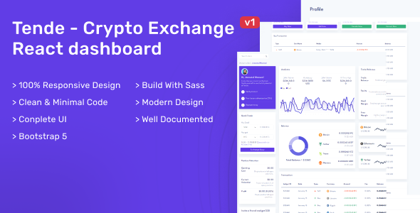 Tende - Cryptocurrency Exchange React Dashboard