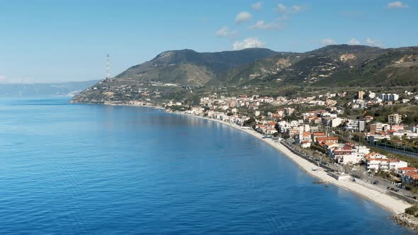 City of Villa San Giovanni in Calabria in the Strait of Messina