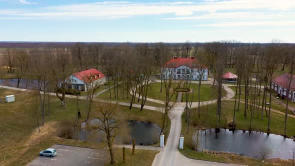 Amazing Aerial View Bistrampolis Palace and Parkin Lithuania, Panevezys District.