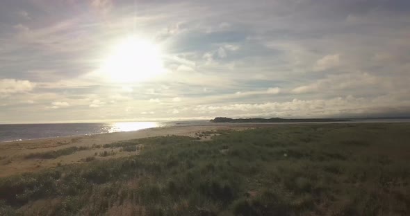 Drone heading towards the grass island