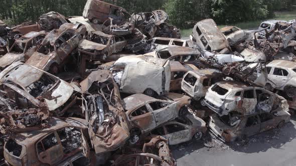 Wardestroyed Cars in Irpin Bucha District Ukraine