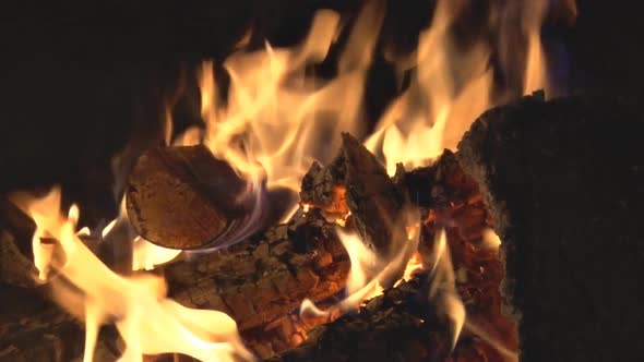 Wood Burning In Fire