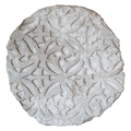 large round plaque of stone carved with floral pattern and ragged edges isolated on white - PhotoDune Item for Sale