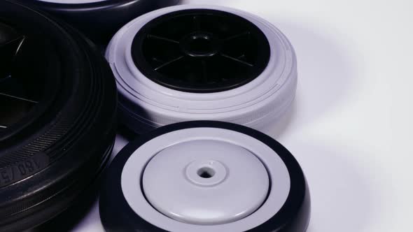 Rubber Wheels Rotation Black White Side