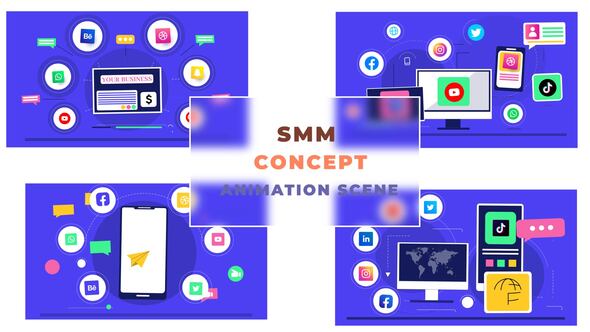 Social Media Marketing Concept Animation Scene